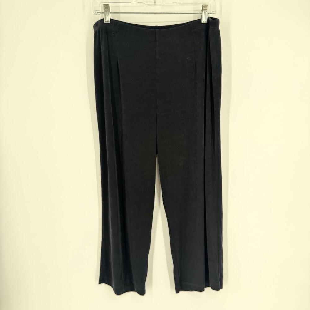 Chicos pants womens XL black high rise wide leg crop capri travel stretch office